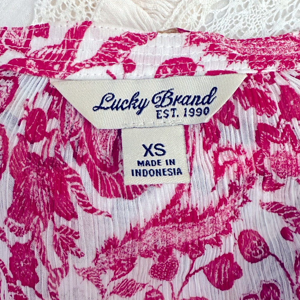 Lucky brand boho floral print light sheer oversized blouse XS - Picture 6 of 6
